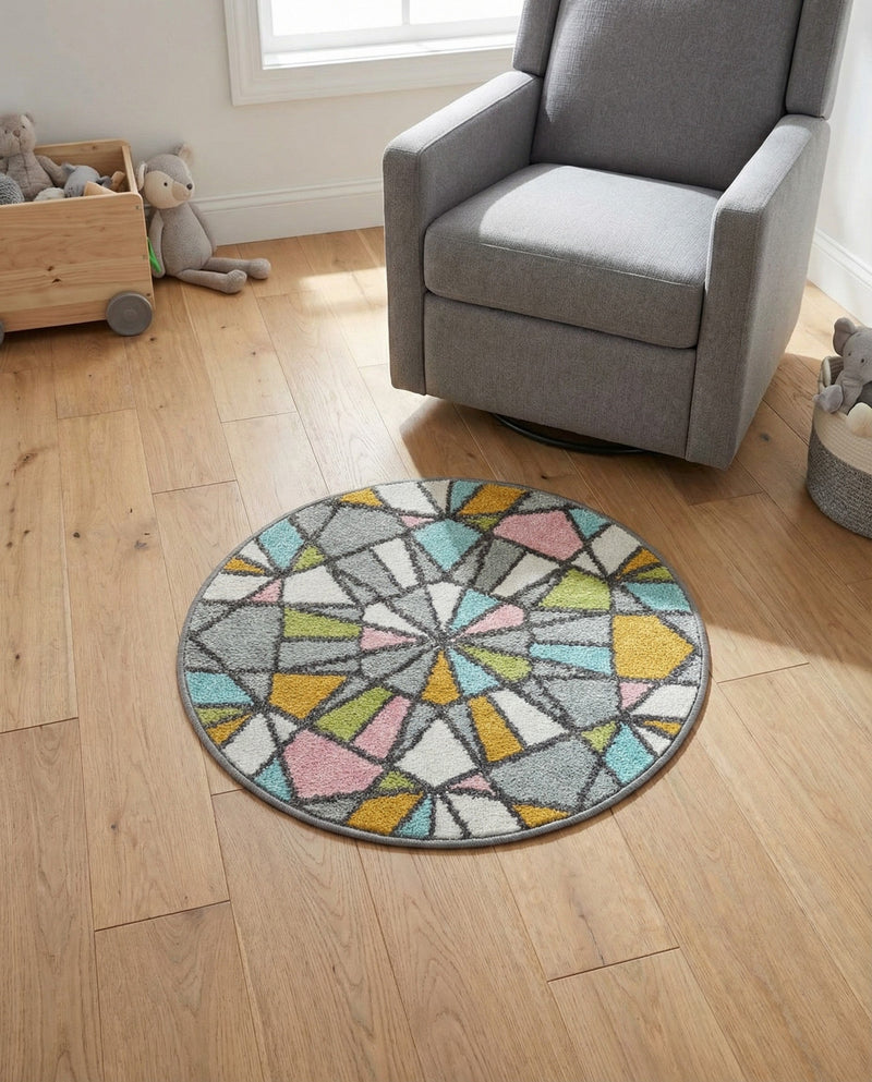 Wonder Tykes Collection Area Rug -  Chromatic Round Multi  lifestyle 35
