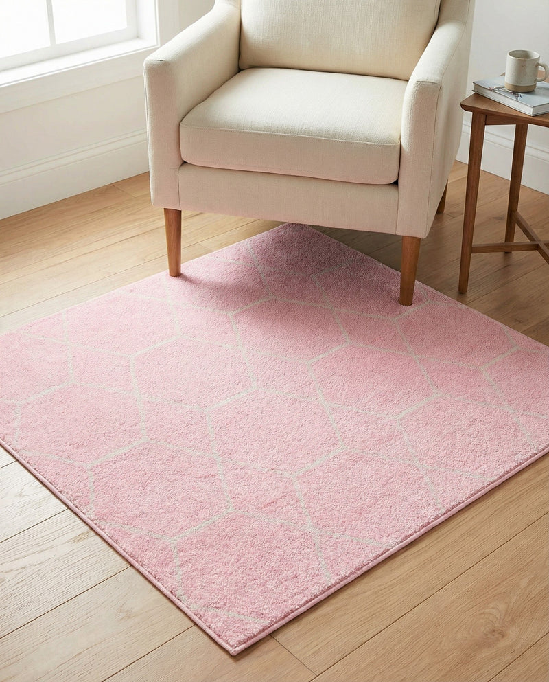 Trellis Mosaic Collection Area Rug - Arborville (Light Pink) Square Light Pink  lifestyle 77