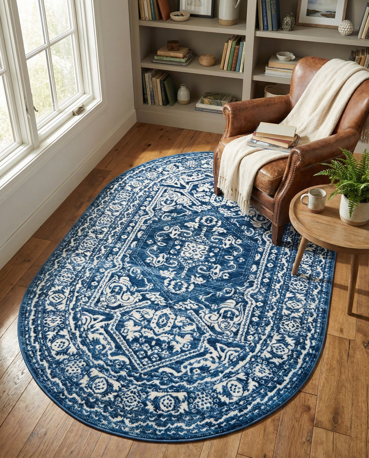 Charleston Elegance Collection Area Rug - Harborview Oval Blue  lifestyle 195