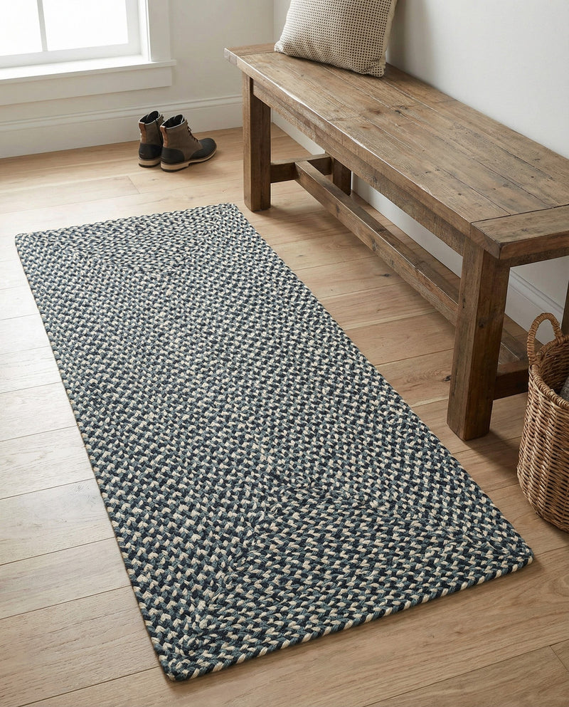 Highland Woven Jute Collection Area Rug - Glenmore (Navy Blue) Runner Navy Blue  lifestyle 69