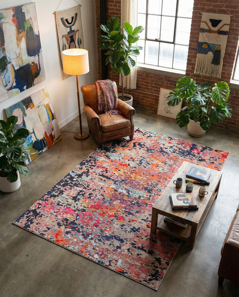Colorburst Oasis Collection Area Rug -  Prism Rectangle Multi  lifestyle 6