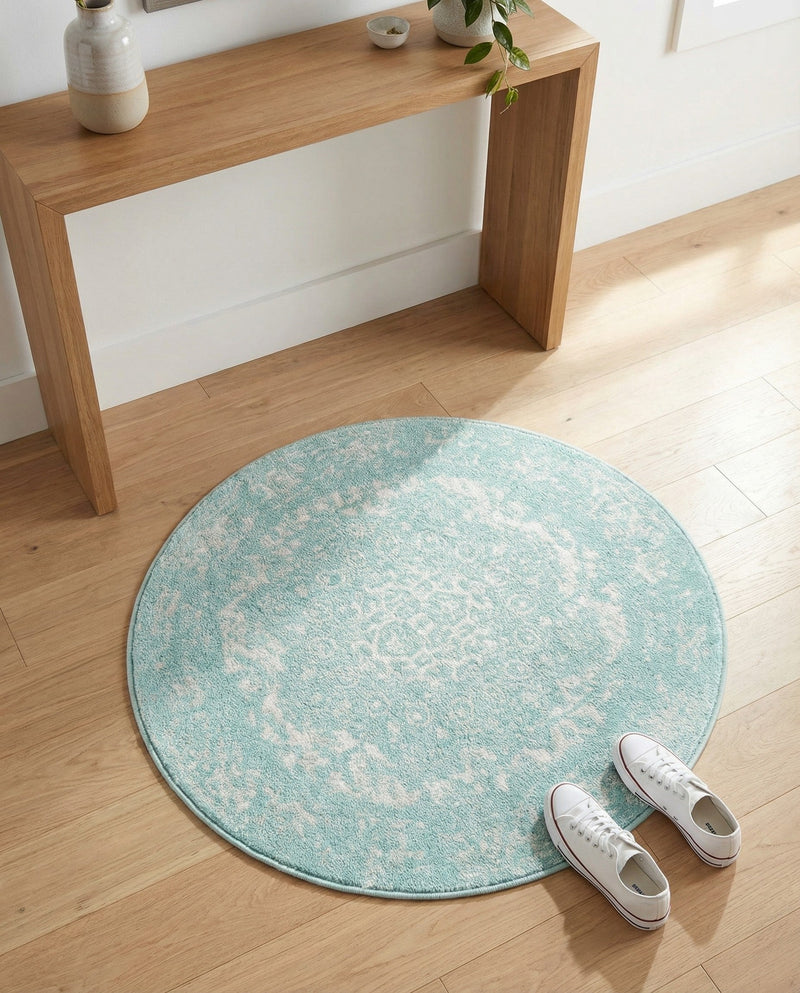 Georgetown Rugs Collection Area Rug - Dupont (Aqua) Round Aqua  lifestyle 61