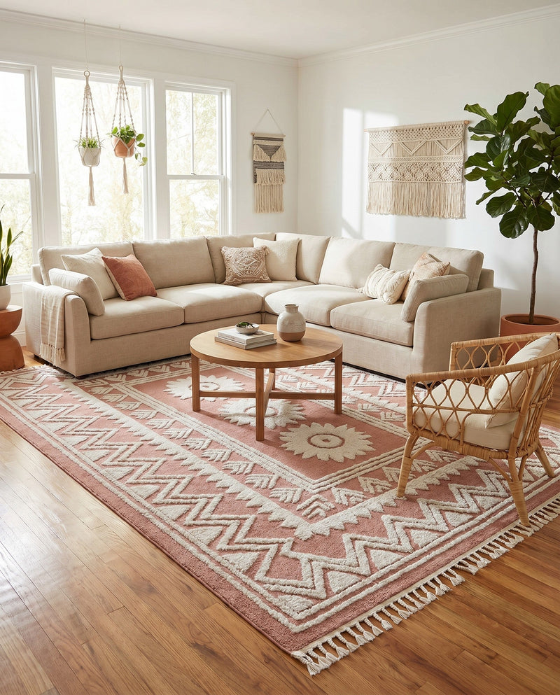 Sahara Chic Collection Area Rug -  Tangier Rectangle Pink  lifestyle 27