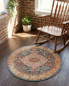Patio Heritage Collection Area Rug -  Courtyard Round Navy Blue and Light Pink  lifestyle 73