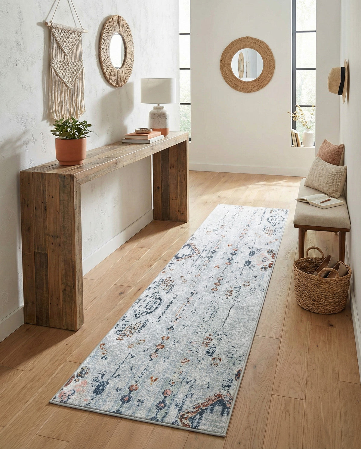 Aegean Elegance Washables Collection Area Rug -  Zakynthos Runner Ivory Gray  lifestyle 168