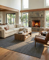 Seaside Serenity Collection Area Rug - Veranda (Black) Square Black  lifestyle 48
