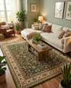 Isfahan Elegance Collection Area Rug - Naghsh-e Jahan (Green) Rectangle Green  lifestyle 38