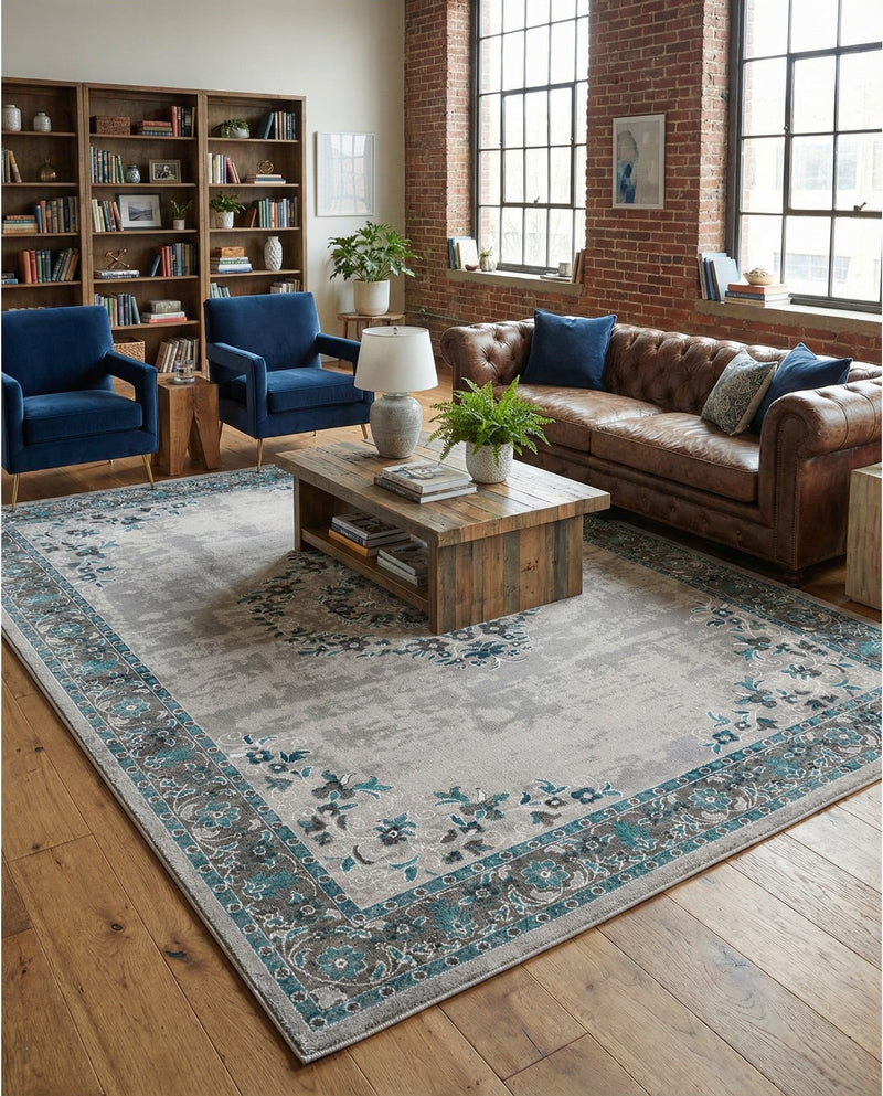 Geneva Terrace Collection Area Rug -  Yverdon Rectangle Gray  lifestyle 36