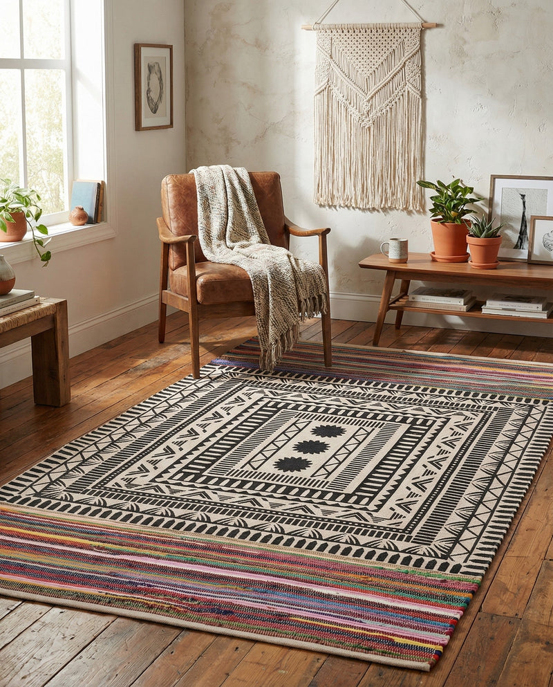 Thar Cotton Collection Area Rug -  Kovalam Rectangle Multi  lifestyle 17