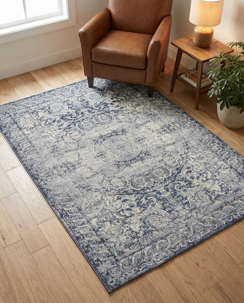 Coastal Manor Collection Area Rug -  Sailview Rectangle Dark Blue  lifestyle 13