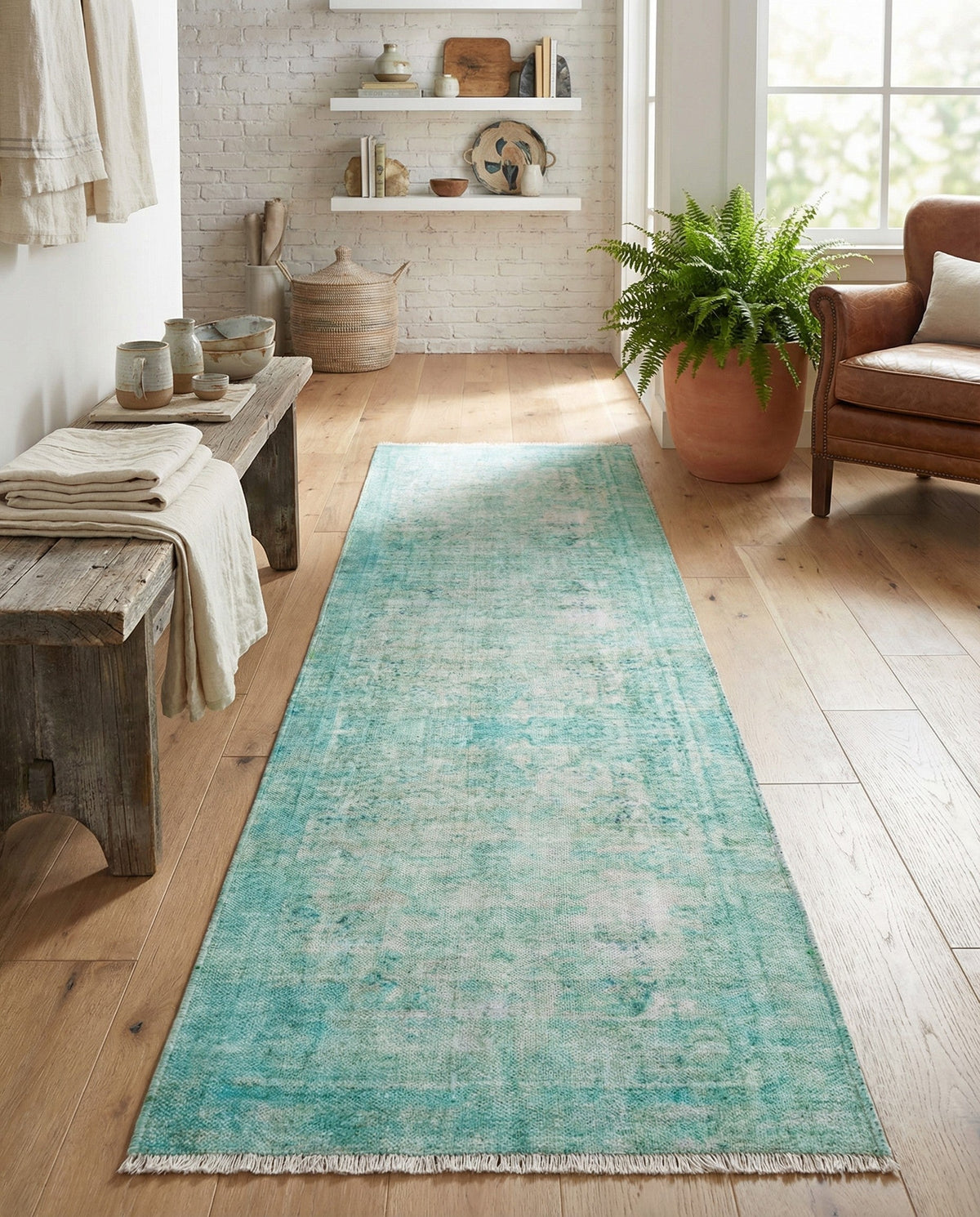 Bazaar Chic Collection Area Rug -  Taza Runner Turquoise  lifestyle 48