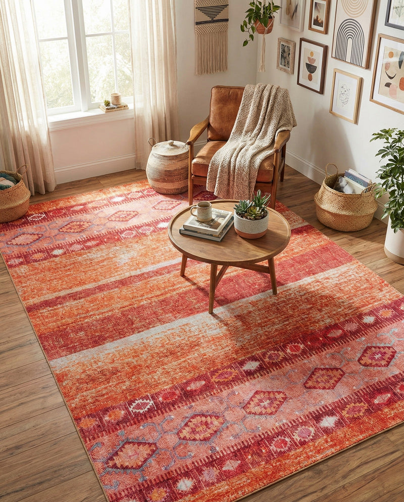 Heritage Elegance Collection Area Rug -  Edinburgh Rectangle Rust Red  lifestyle 31