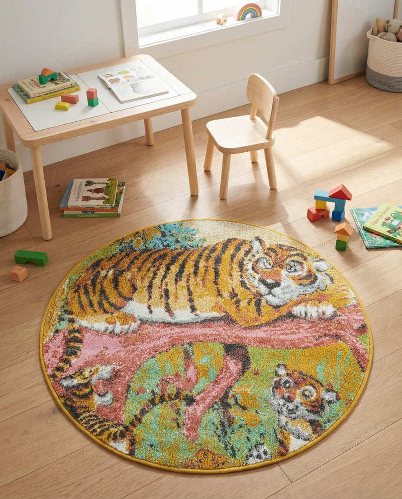 Wonder Tykes Collection Area Rug -  Groove Round Multi  lifestyle 40