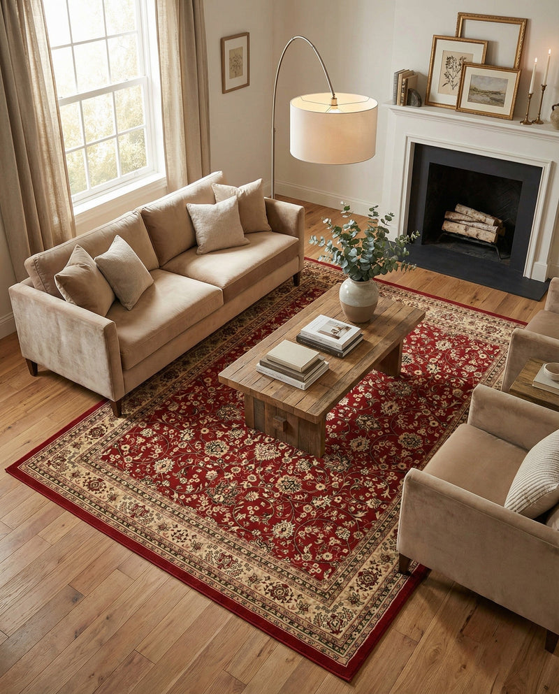 Isfahan Elegance Collection Area Rug - Naghsh-e Jahan (Burgundy) Rectangle Burgundy  lifestyle 38