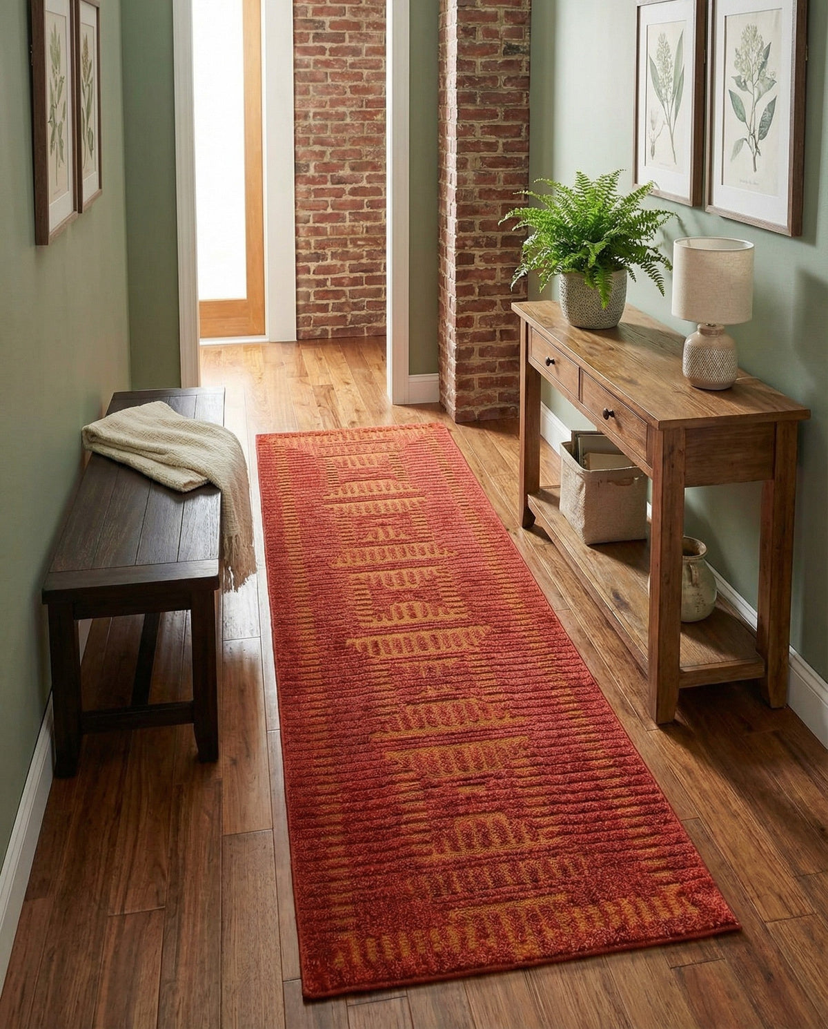 Haven Tapestry Collection Area Rug -  TranquilGlade Runner Burnt Sienna  lifestyle 79