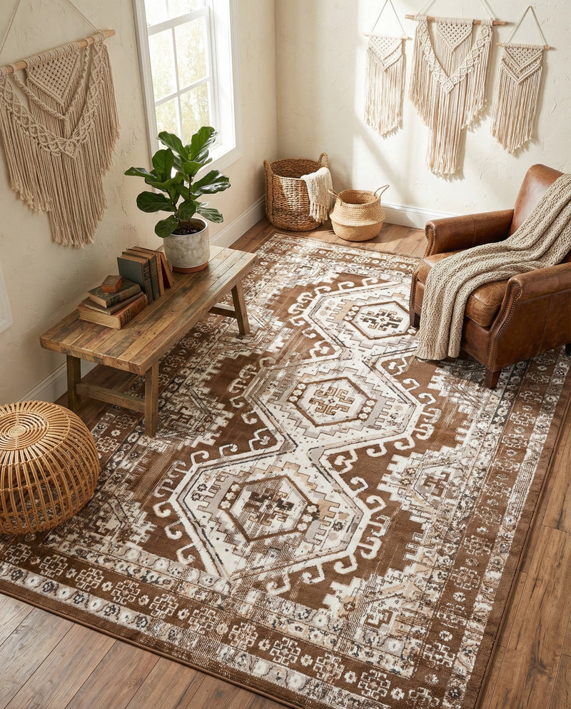 Savannah Elegance Collection Area Rug -  Tybee (Brown) Rectangle Brown  lifestyle 10