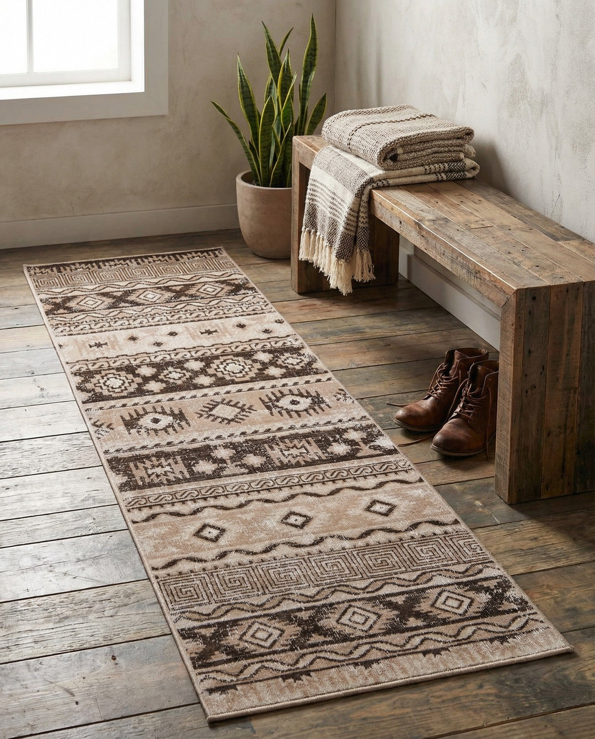 Geneva Terrace Collection Area Rug - Montreux Runner Beige  lifestyle 146
