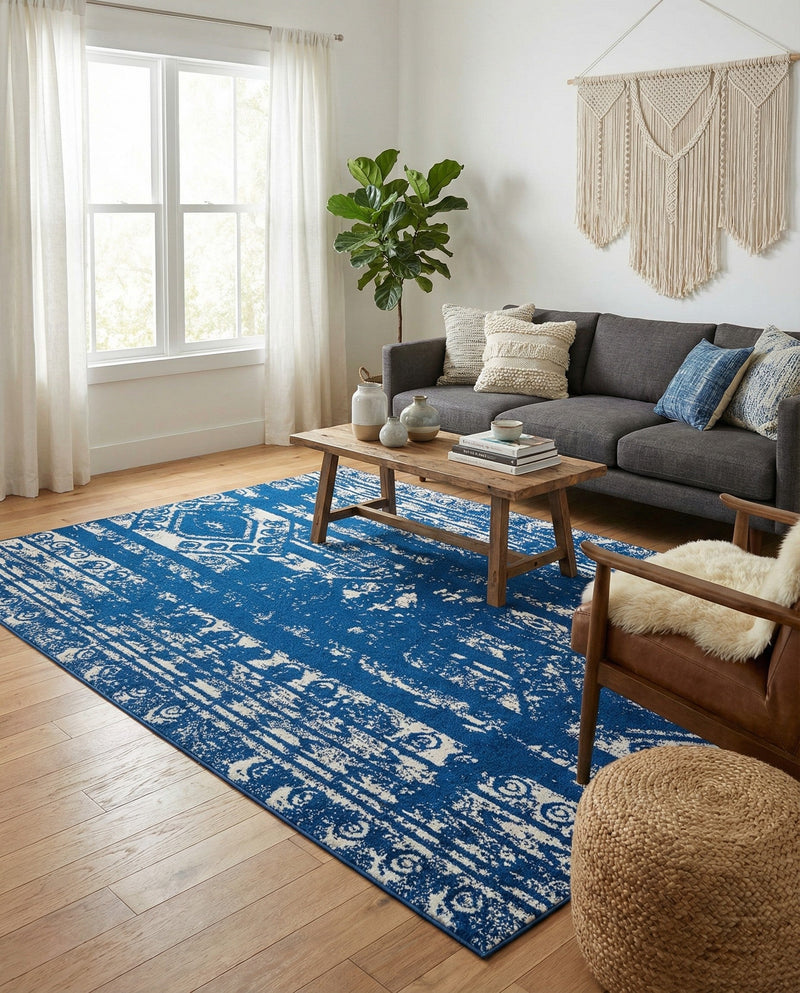 Brighton Stripes Collection Area Rug - Sussex (Navy Blue) Rectangle Navy Blue  lifestyle 4