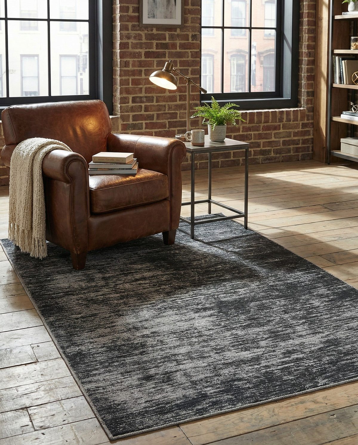 Sahara Essence Collection Area Rug - Oasis (Black) Rectangle Black  lifestyle 12
