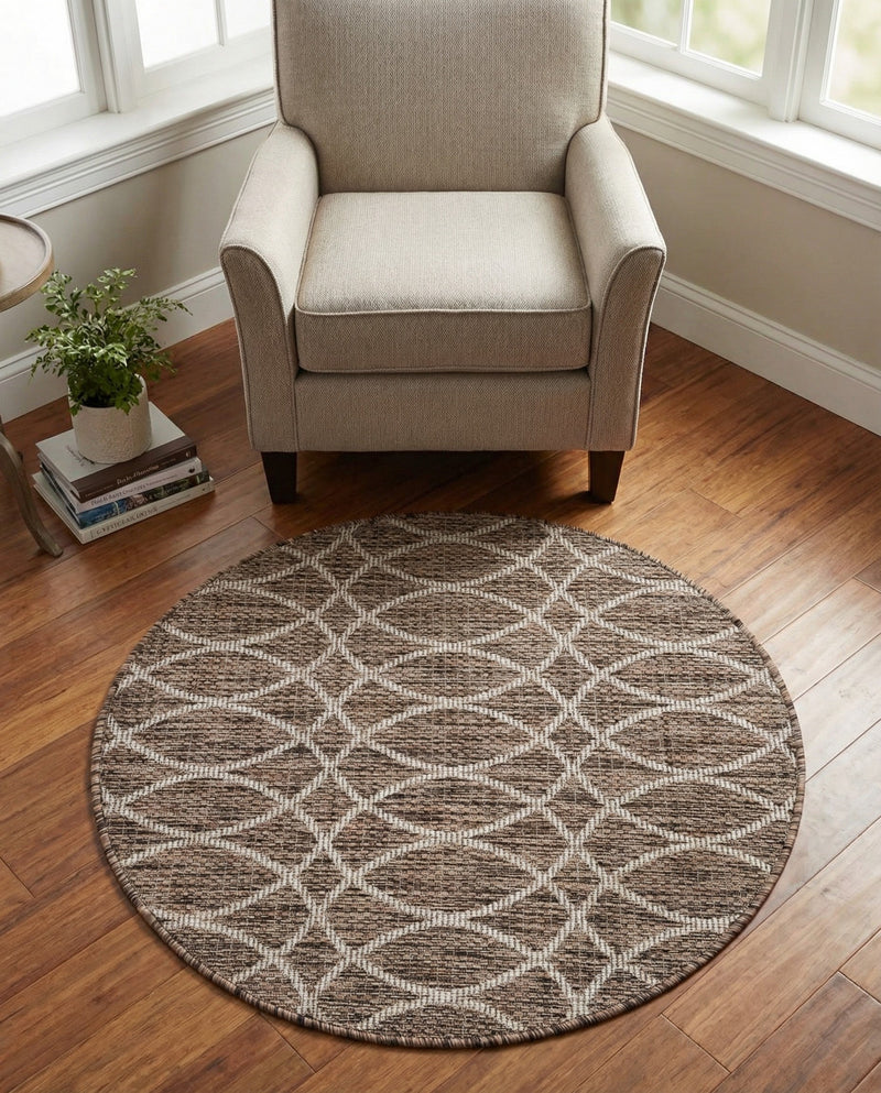 Savannah Pergola Collection Area Rug -  Pavilion (Brown) Round Brown  lifestyle 33