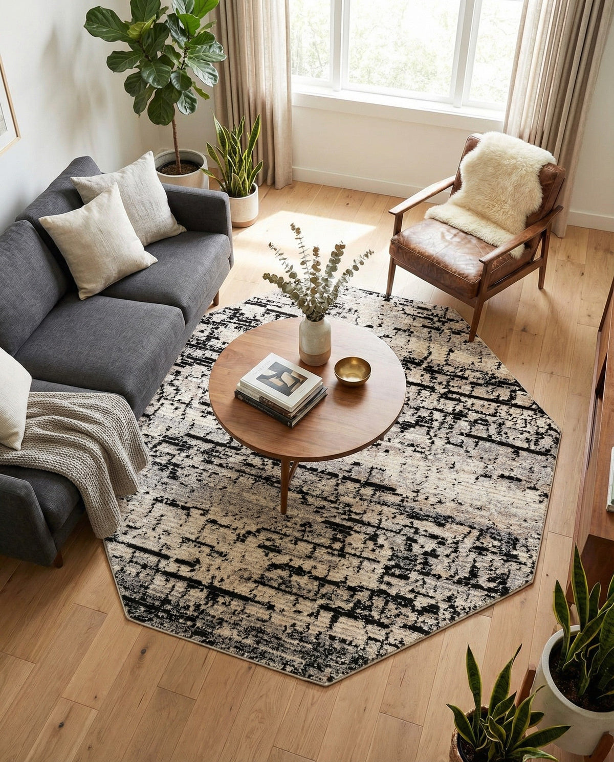 Santa Fe Trails Collection Area Rug -  Chaparral Octagon Gray  lifestyle 98