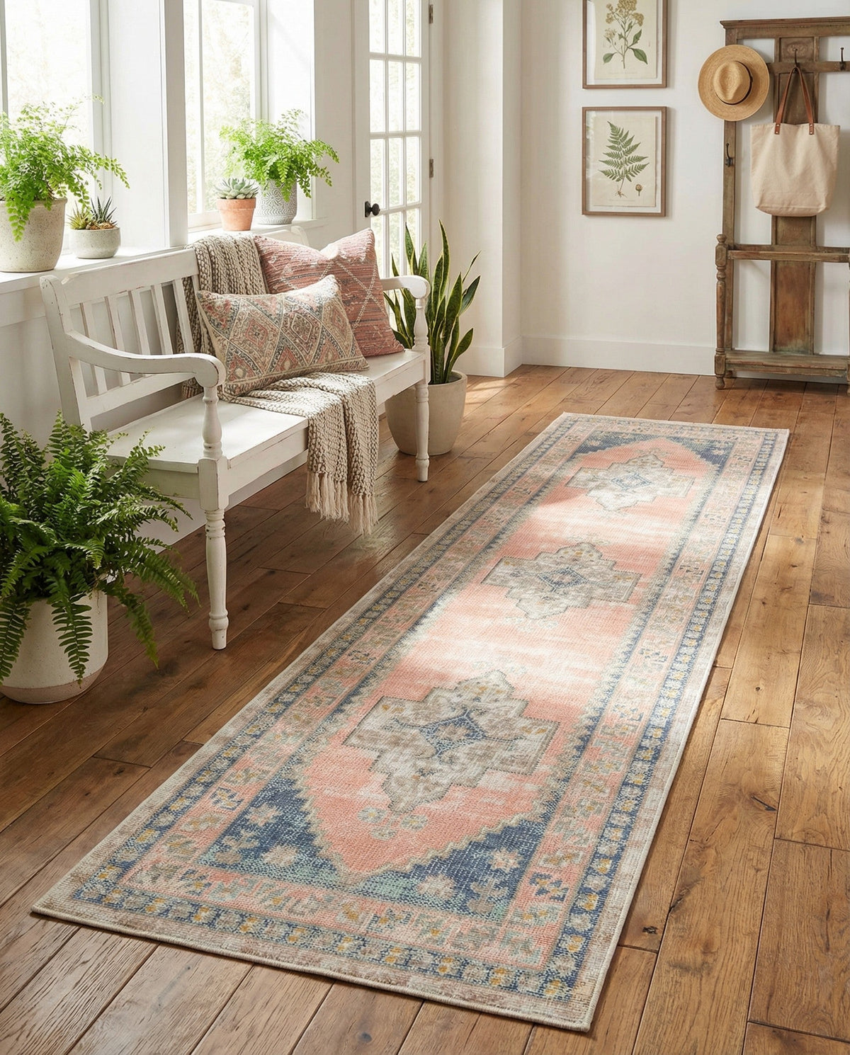 Savannah Series Collection Area Rug -  Augusta (French Blue) Runner French Blue  lifestyle 81