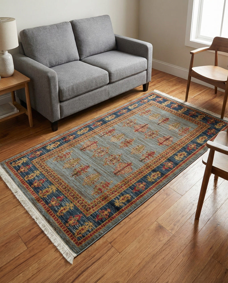 Zagros Oasis Collection Area Rug -  Dalahu Rectangle Light Blue  lifestyle 21
