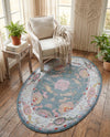 Arcadia Rugs Collection Area Rug - Eden (Gray and Blue) Oval Gray and Blue  lifestyle 78