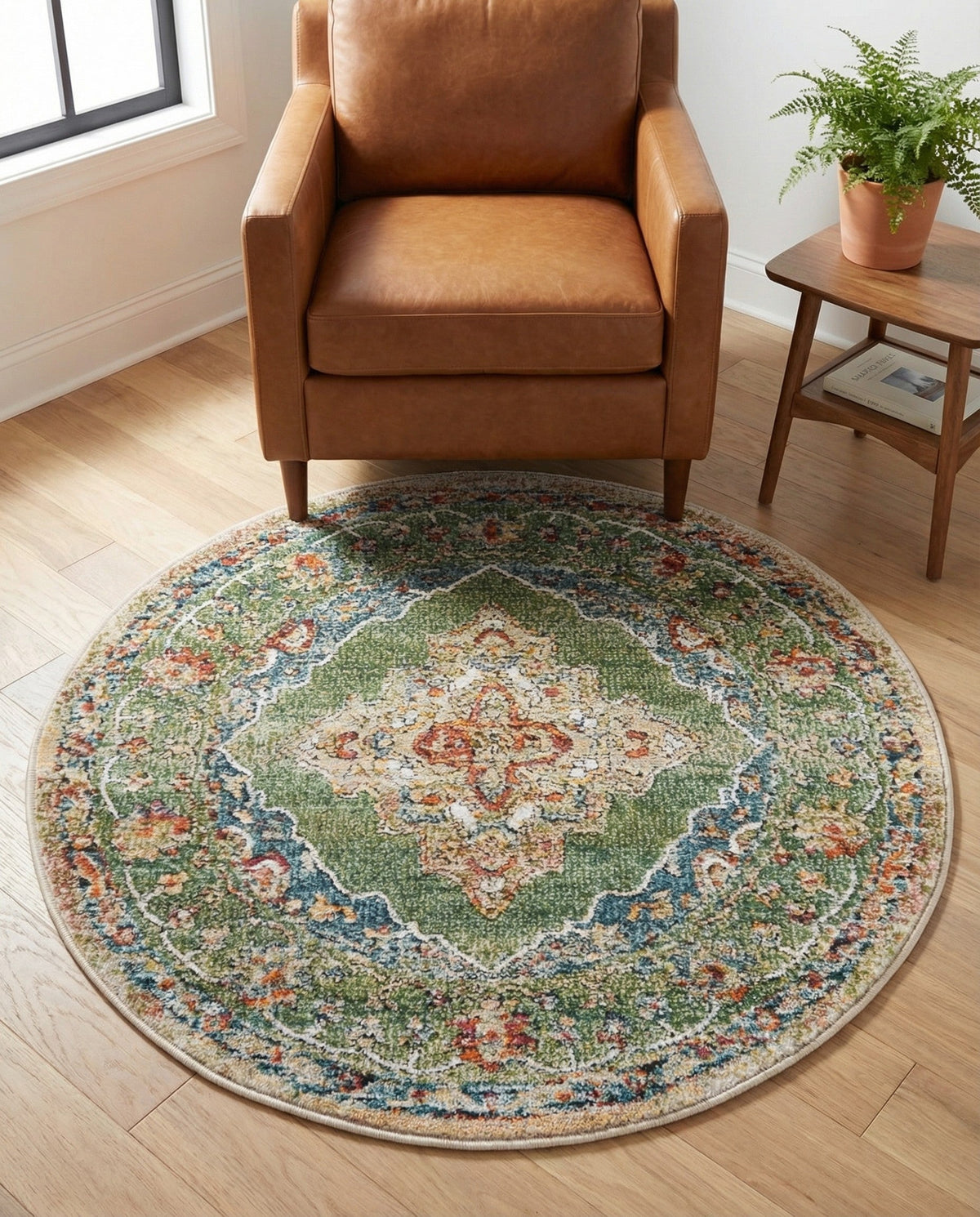 Savannah Soiree Collection Area Rug - Serengeti (Green) Round Green  lifestyle 87