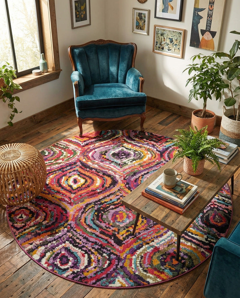 Marrakesh Elegance Collection Area Rug -  Bahia Round Multi  lifestyle 36