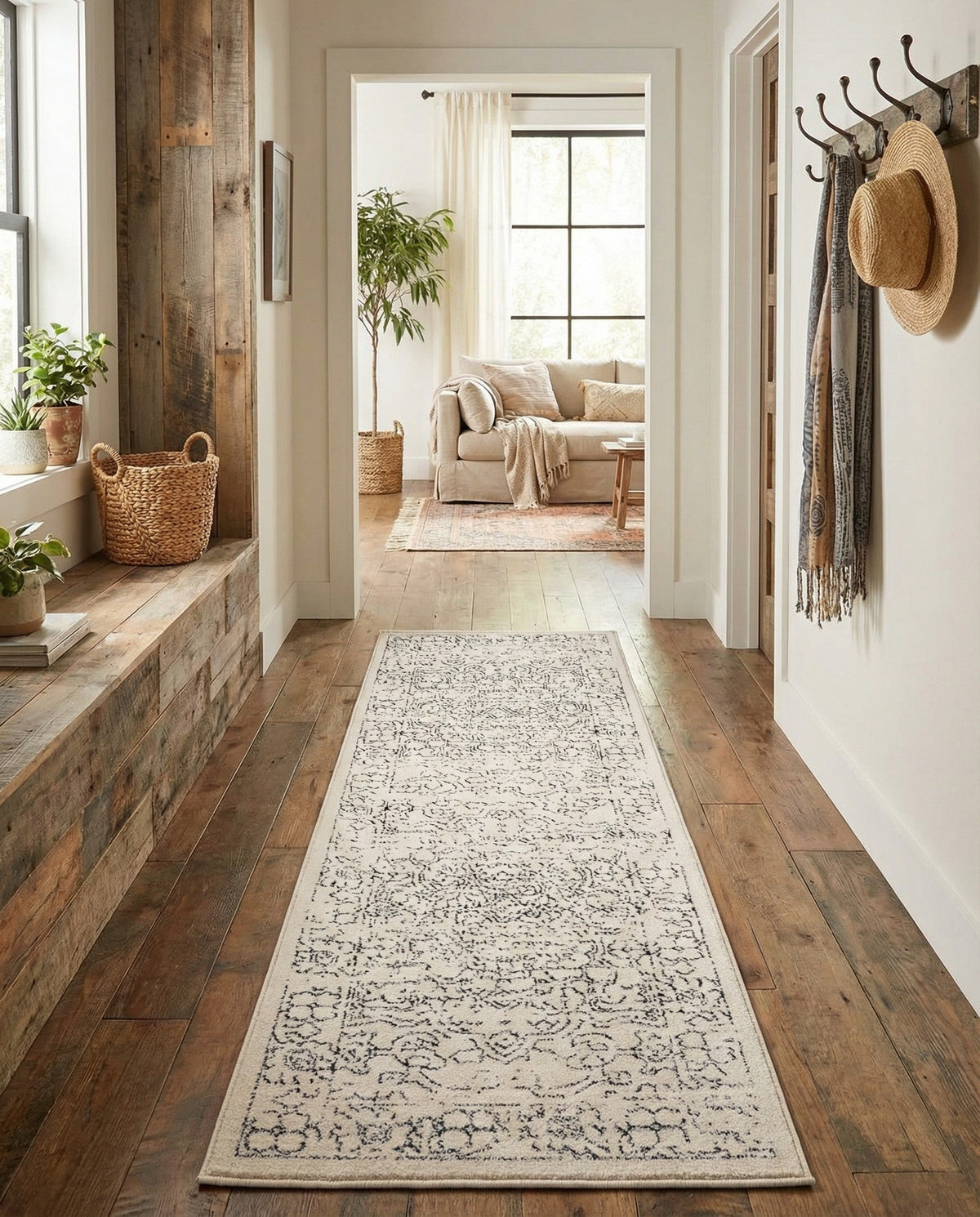 Savannah Soiree Collection Area Rug -  Everglade (White) Runner White  lifestyle 84