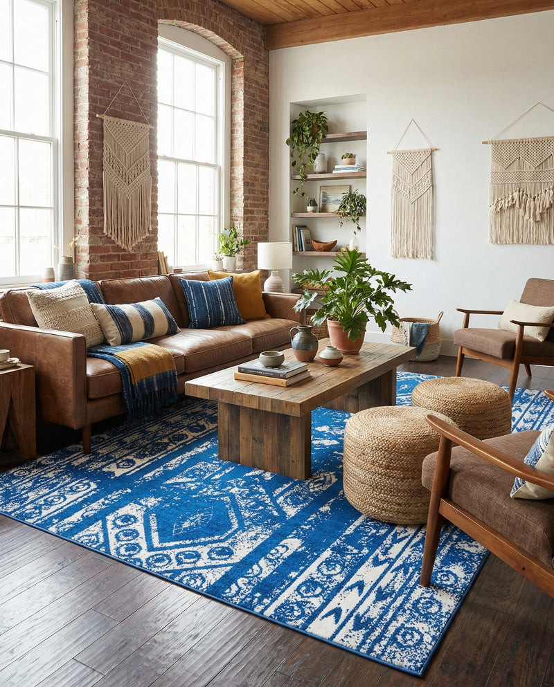 Brighton Stripes Collection Area Rug - Sussex (Navy Blue) Rectangle Navy Blue  lifestyle 16
