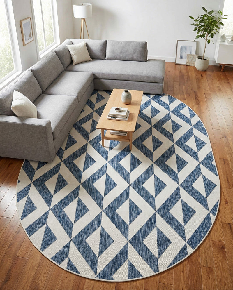 Urban Oasis Rugs Collection Area Rug -  Highrise (Blue) Oval Blue  lifestyle 47