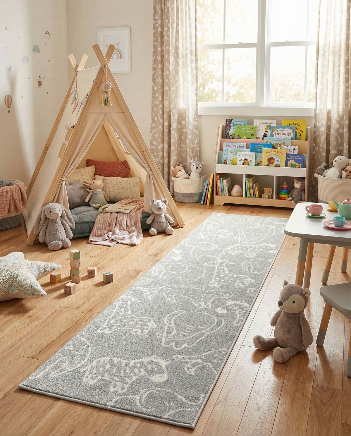 Wonder Tykes Collection Area Rug -  Spectrum Runner Gray  lifestyle 197