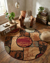 Bistro Lounge Collection Area Rug -  Cappuccino Round Multi  lifestyle 50