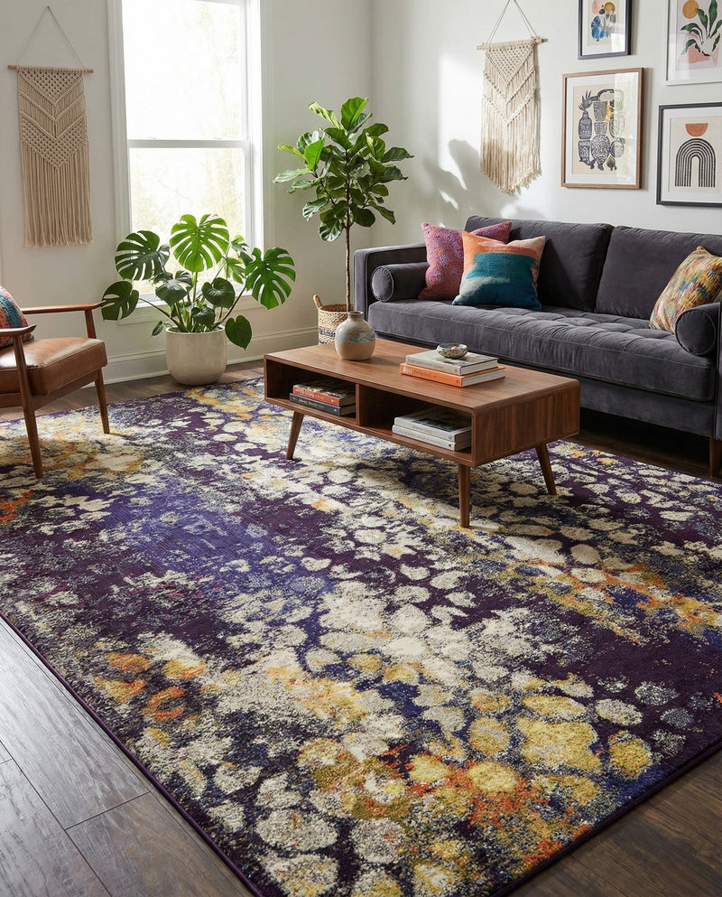 Venetian Tapestry Collection Area Rug - Murano Rectangle Navy Blue  lifestyle 59