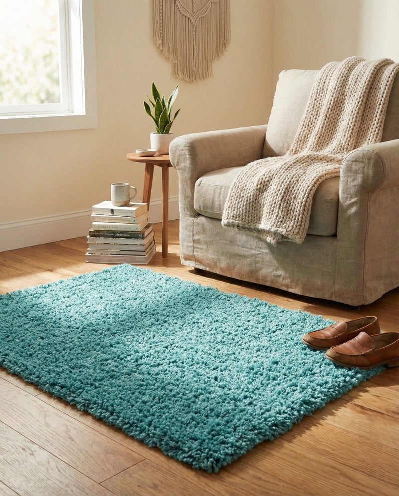 Plush Oasis Collection Area Rug - Serenity (Deep Aqua Blue) Rectangle Deep Aqua Blue  lifestyle 16