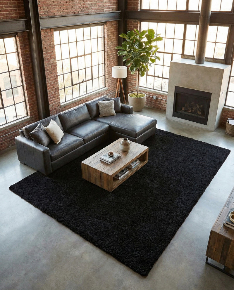 Plush Oasis Collection Area Rug - Serenity (Jet Black) Rectangle Jet Black  lifestyle 23