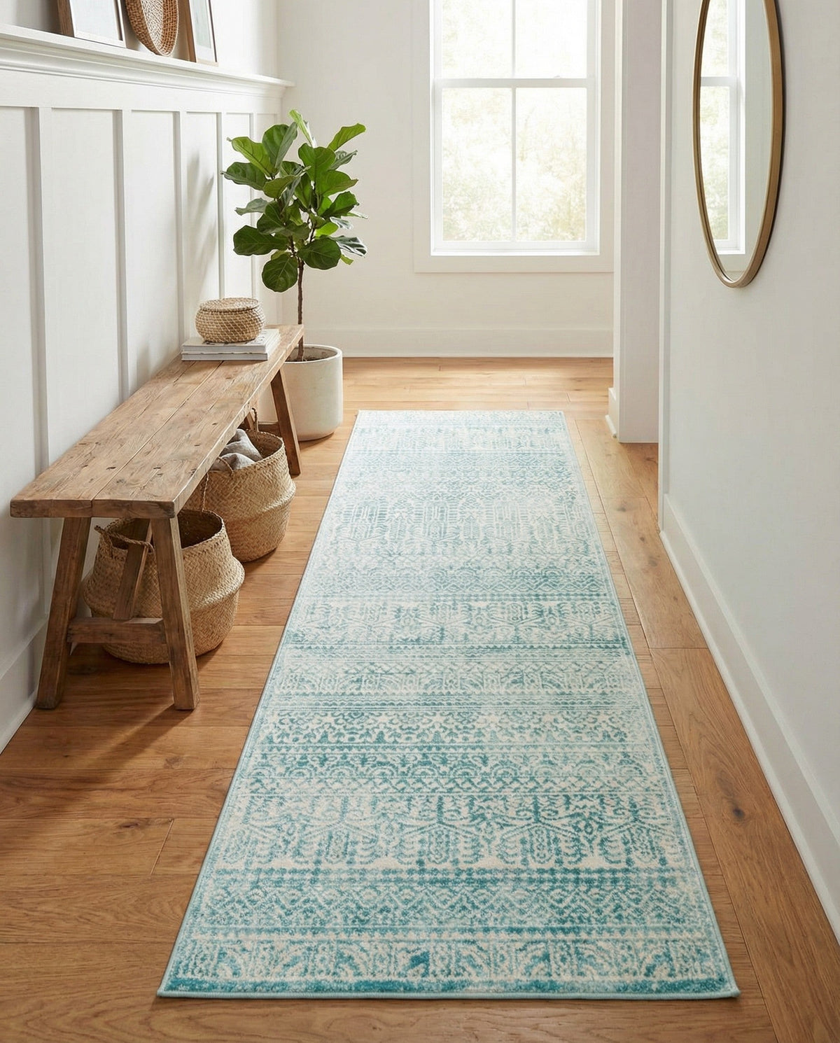 Metro Heights Collection Area Rug -  Chelsea Runner Teal  lifestyle 152