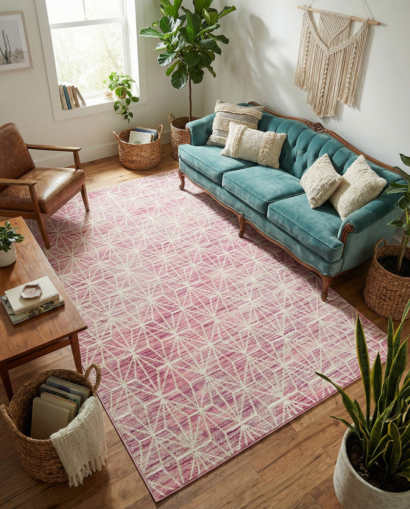 Metro Heights Collection Area Rug -  Hudson Rectangle Pink  lifestyle 47