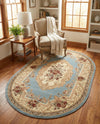 Versailles Elegance Collection Area Rug -  Louveciennes (Light Blue) Oval Light Blue  lifestyle 69