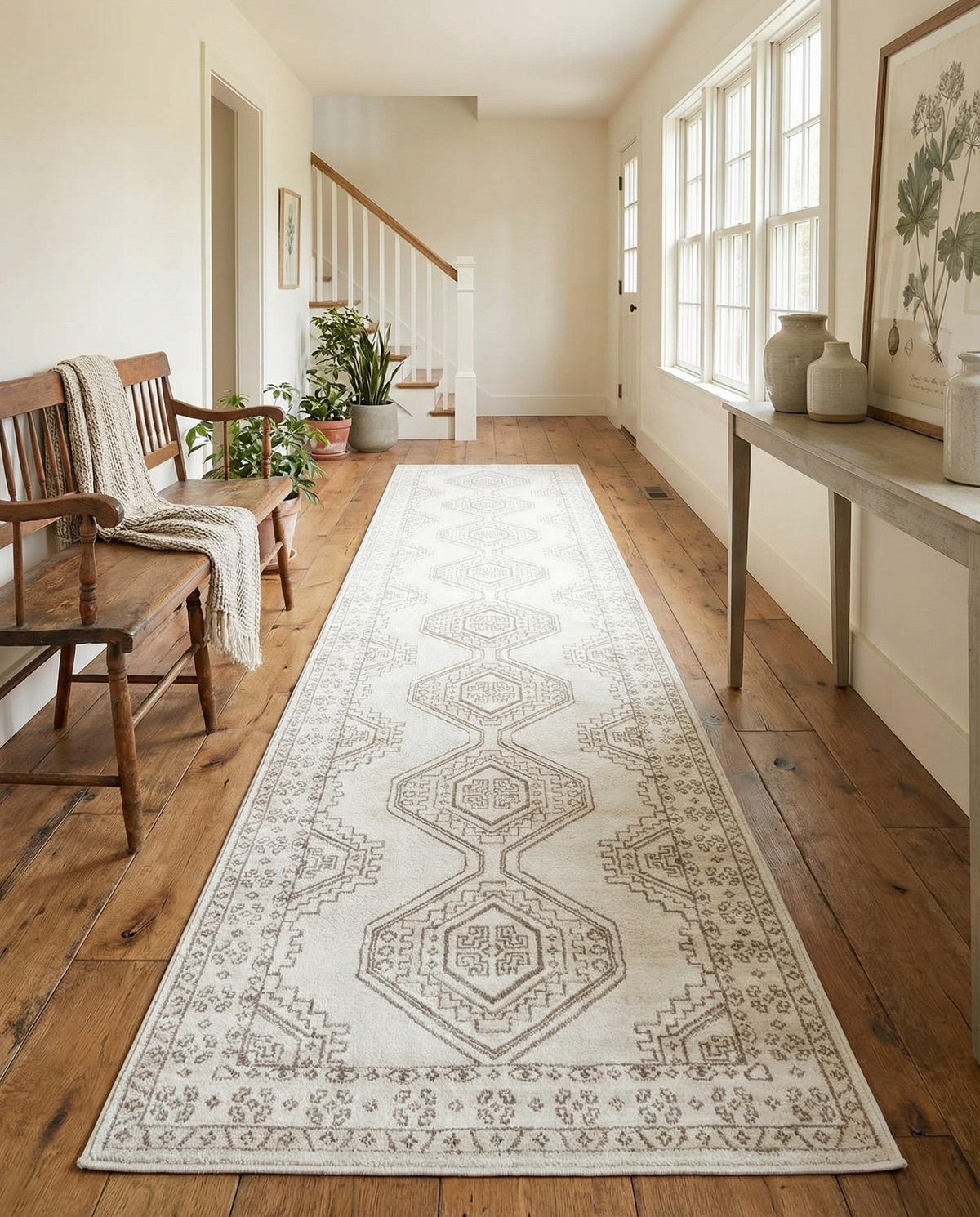 Savannah Elegance Collection Area Rug -  Tybee (Ivory) Runner Ivory  lifestyle 90