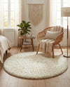 Eternal Plush Oasis Collection Area Rug -  Tranquility (Pearl) Round Pearl  lifestyle 58