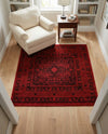 Samarkand Elegance Collection Area Rug -  Zarafshan Square Red  lifestyle 52