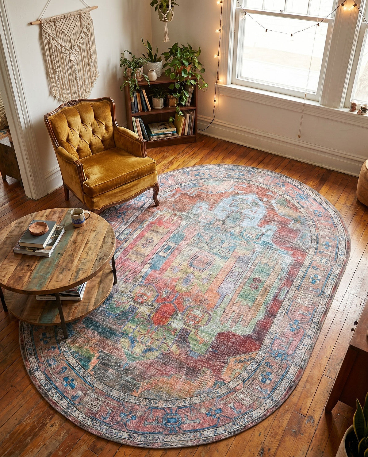 Zahara Oasis Collection Area Rug - Sahara Oval Multi  lifestyle 173