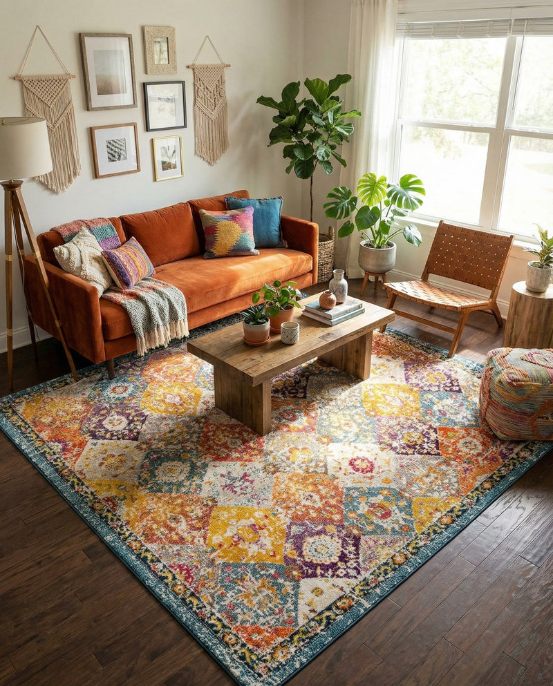 Brighton Terrace Collection Area Rug -  Rottingdean (Multi) Square Multi  lifestyle 65
