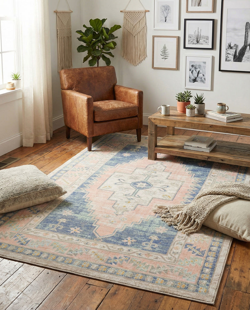 Savannah Series Collection Area Rug -  Augusta (French Blue) Rectangle French Blue  lifestyle 8