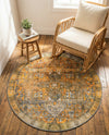 Heritage Elegance Collection Area Rug -  Windsor (Yellow) Round Yellow  lifestyle 41