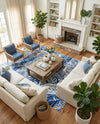 Meadow Breeze Collection Area Rug -  Bluebell Rectangle Navy Blue  lifestyle 41
