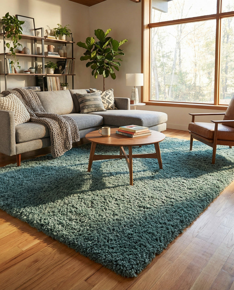 Eternal Plush Oasis Collection Area Rug -  Tranquility (Forest Green) Rectangle Forest Green  lifestyle 15
